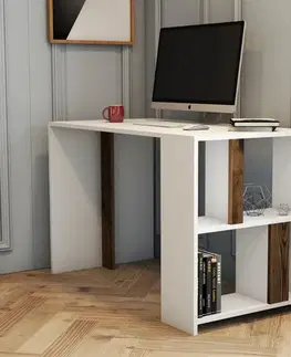 Písacie stoly Písací stôl Lima - White, Walnut