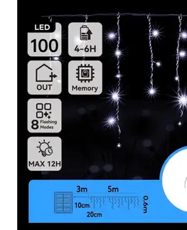 LED osvetlenie  B.V.  - LED solárny reťazec 100xLED/8 funkcií 8x0,6m IP65 studená biela B10201JG1