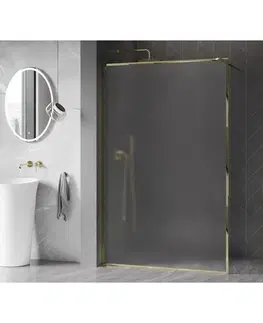Sprchové dvere MEXEN/S - Kyoto-XF Sprchová zástena WALK-IN s rámom 100 x 202, dekor 10 mm, zlato 800-100-104-50-30-X
