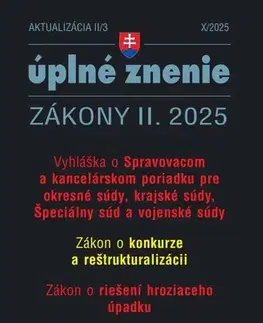 Zákony, zbierky zákonov Aktualizácia 2025 II/3 - Konkurz a reštrukturalizácia - Kolektív autorov