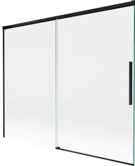 Sprchové dvere MEXEN/S - Rox vaňová zástena 2-krídlová posuvná 190 + 80 x 150, transparent, čierna 8C9-190-080-70-00