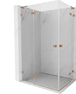 Sprchovacie kúty MEXEN/S - Lunar L Duo sprchovací kút dvere krídlové 90 x 85, transparent, meď kartáčovaná 834L-090L-085P-65-00