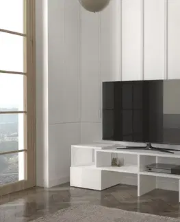 TV stolíky DUOS rovný/rohový TV stolík, biely