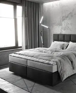 Postele Boxspring DELIFE Boxspring posteľ Dream-Fine 160x200 cm mikrovlákno antracitová vintage s matracom a topperom
