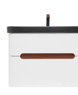 Kúpeľňový nábytok Kúpeľňová skrinka s umývadlom a batériou SAT Fusion 77,5x53x45 cm biela matná mat SATFUSION280WBKMBA SATFUSION280WBKMBA