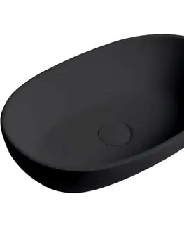 Umývadlá CERANO - Umývadlo z liateho mramoru Persea - na dosku - čierna matná - 50x32 CER-WB23B