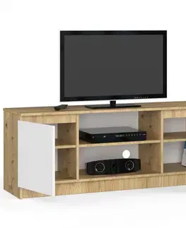 TV stolíky Dizajnový TV stolík ROMANA140, dub Artisan / biely