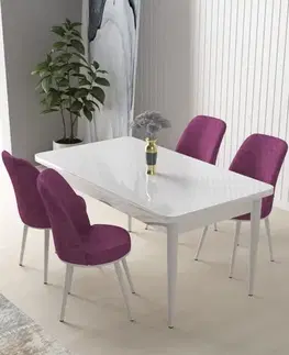Jedálenské sety Dining Table & Chairs Set (5 Pieces) Nil - White, Purple