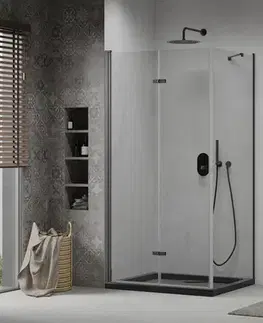Vane MEXEN/S - Lima sprchovací kút 90x120, transparent, čierna + čierna vanička so sifónom 856-090-120-70-00-4070B