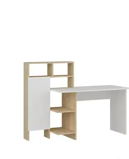 Písacie stoly Písací stôl Bugra - White, Oak