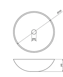 Umývadlá SAPHO - BLOK kamenné umývadlo na dosku priemer 42cm, biela carrara mat 2401-42