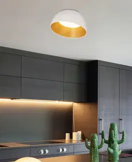 Stropná svetla Stropná lampa Trento, biela, drevená, 18W, LED, 35cm, biele tienidlo