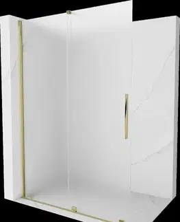 Sprchové dvere MEXEN/S - Velar Sprchová zástena posuvná Walk-in 150 x 200, dekor 8 mm, zlato 871-150-000-33-50