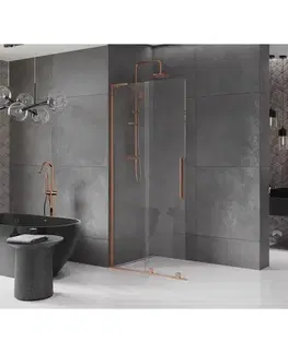 Sprchové dvere MEXEN/S - Velar L Sprchová zástena posuvná Walk-in 110 x 200, transparent 8 mm, meď kartáčovaná 871-110-003-03-65
