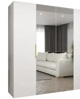 Šatníkové skrine Skriňa Marbella II 200 biela/zlatá