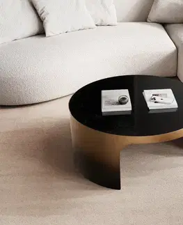 Konferenčné stolíky DELIFE Konferenčný stolík Alerio 90x90 cm mramor čierna strieborná kov zlatý ombré