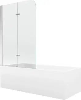 Sprchové dvere MEXEN/S - Cubik obdĺžniková vaňa 150 x 70 cm s panelom + vaňová zástena 100, transparent, chróm 550315070X9010020100