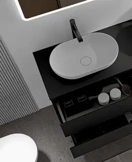 Kúpeľňový nábytok CERANO - Kúpeľňová skrinka Carole + doska pod umývadlo Navira Slim - 18 mm - čierna matná - 120x49,8x46 CER-476396