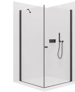 Sprchovacie kúty CERANO - Sprchovací kút Antelo L/P - 6 mm - čierna matná, transparentné sklo - 120x40x190 - otočný CER-482221