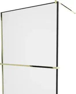 Sprchové dvere MEXEN/S - KIOTO Sprchová zástena WALK-IN s poličkou a držiakom uterákov 70 x 200, transparent 8 mm, čierna 800-070-121-50-70