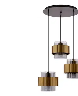 Svietidlá  Luster na lanku SPIEGA 3xE27/60W/230V zlatá/čierna 33-09500