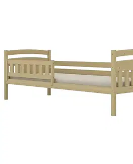Postele pre dievčatá Posteľ Tosia štandard + zábrana 90x200 prírodná, nelakovaná