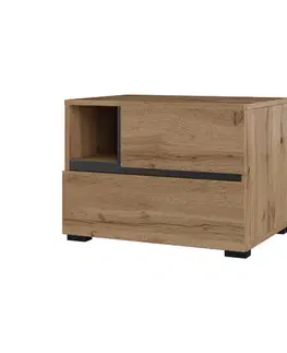 Nočné stolíky SQUARE nočný stolík 2S, dub Wotan/čierna