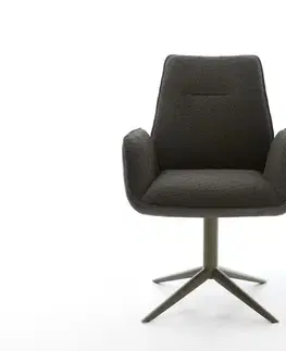 Jedálenské stoličky DELIFE Jedálenská stolička Zoa-Flex zmiešané materiály čierna krížová podstava titánová farba 360° otočný hojdacia funkcia vrecková pružina