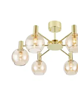 Svietidlá Markslöjd 109152 - Prisadený luster AMBRA 6xE14/40W/230V zlatý/dymovo-béžový 109152