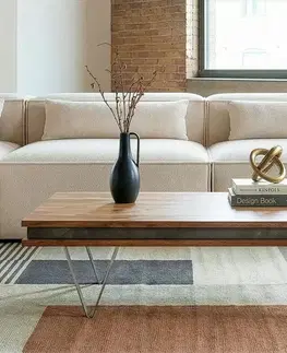 Konferenčné stolíky DELIFE Dizajnový konferenčný stolík Stonegrace 117x60x25 cm akácia prírodná bridlica
