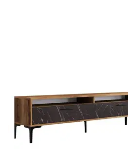 TV stolíky TV stolík Istanbul 2 - Walnut Black Marble