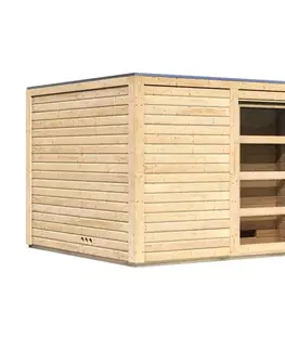 Sauny Vonkajšia fínska sauna s predsieňou 276 x 276 cm Dekorhome