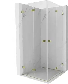 Sprchovacie kúty MEXEN/S - Lunar-F Duo sprchovací kút skladacie dvere 90 x 90, transparent, zlato 836-090L-090P-50-00
