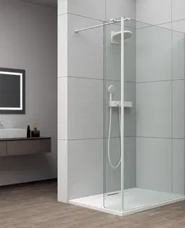 Sprchové dvere POLYSAN - ESCA WHITE MATT sprchová zástena s inštaláciou k stene 700 a prídavným panelom 285, číre sklo ES1070ES1030W