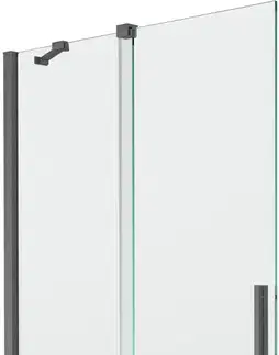 Sprchové dvere MEXEN/S - Velar Dvojkrídlová posuvná vaňová zástena 100 x 150, transparent, šedá kartáčovaná 896-100-000-01-66