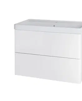 Kúpeľňový nábytok Mereo Siena, kúpeľňová skrinka s keramickým umývadlom 81 cm, biela lesk CN411