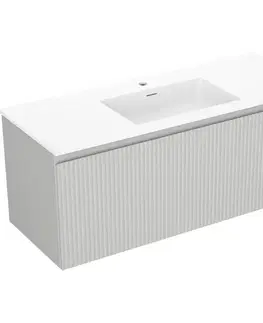 Kúpeľňový nábytok MEXEN/S - Rivel kúpeľňová skrinka 120 cm s umývadlom Otis, 1 šuplík, reliéf, šedá mat/biela mat 91A20-12047-1-BF62-W18M01
