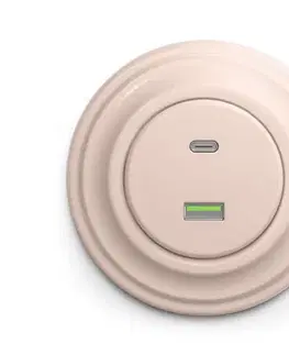Predlžovacie káble lap - Retro USB zásuvka A+C s rámikom, staroružová KA0119+KA0125