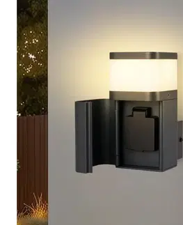 Predlžovacie káble BRILAGI - Vonkajšie nástenné svietidlo so zásuvkou SCHUKO PILLAR 1xG9/11W/230V IP44 antracit BRI807
