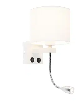 Lampy Moderná nástenná lampa biela s bielym tienidlom - Brescia
