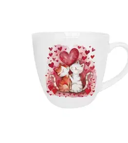 Hrnčeky, šálky, podšálky DUO - Hrnček 460ml LOVING CATS, párik mačiatka v darčekovej krabičke, porcelán