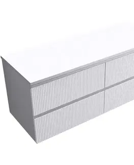 Kúpeľňový nábytok CERANO - Kúpeľňová skrinka Carole + doska pod umývadlo Navira Slim - 18 mm - biela matná ryhovaná - 120x49,8x46 CER-152774