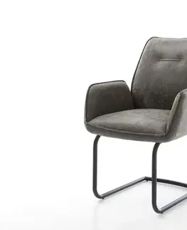 Jedálenské stoličky DELIFE Jedálenská stolička Zoa-Flex mikrovlákno sivá vintage jedálenská stolička okrúhla čierna vrecková pružina