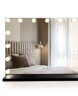 Kúpeľňové zrkadlá REA - Zrkadlo LED HOLLYWOOD Black 80x60 HOM-12014