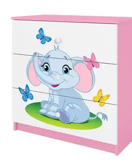 Komody so zásuvkami Detská komoda Babydreams ružová – Slon