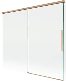 Sprchové dvere MEXEN/S - Rox L vaňová zástena 2-krídlová posuvná 180 + 80 x 150, transparent, meď kartáčovaná 8C9L-180-080-65-00