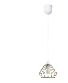 Svietidlá HEXE Luster na lanku CEED GOLD 1xE27/60W/230V pr. 17,5 cm biela/zlatá 0729