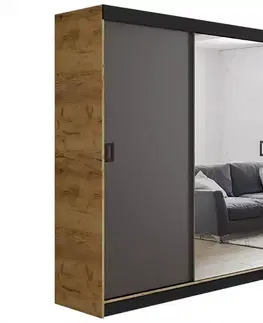 Spálňové šatníkové skrine Skriňa Retro 138 1L craft / Dvierka grafit