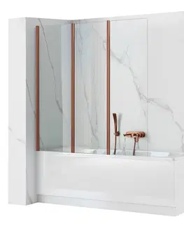 Sprchové dvere REA - Skladacia vaňová zástena AGAT-3 120 Brush Copper REA-W5697