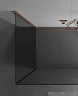 Sprchové dvere MEXEN/S - Kioto Sprchová zástena WALK-IN 90 x 85 x 40, transparent, meď kartáčovaná 800-090-085-221-65-00-040
